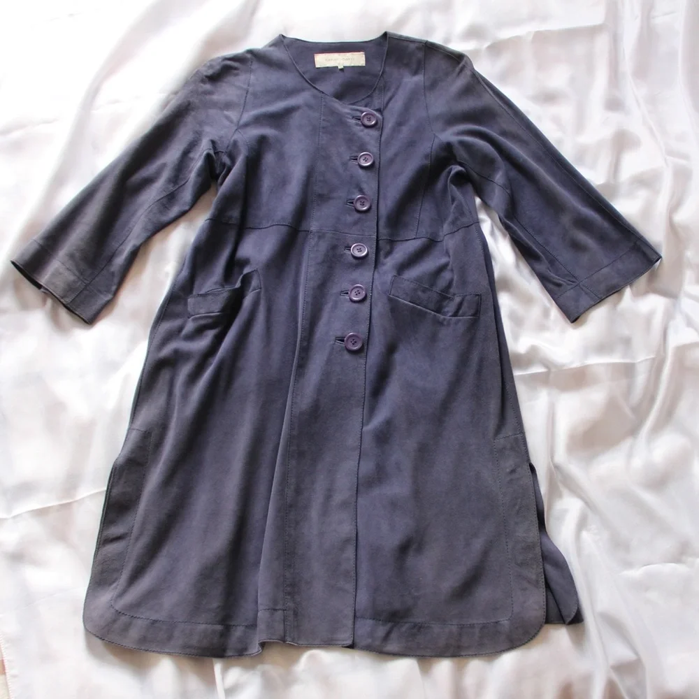 Gerard Darel Blue Suede Three Quarter Sleeve Dress Size 38 - Picture 1 of 1